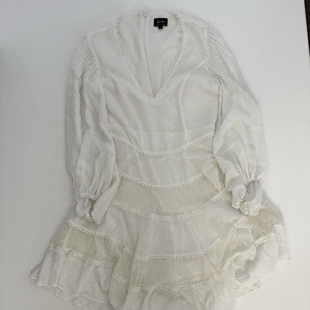 Bardot Cottage Core Boho Country Chic Layered Lace Ruffle Dress Sz XS or 4